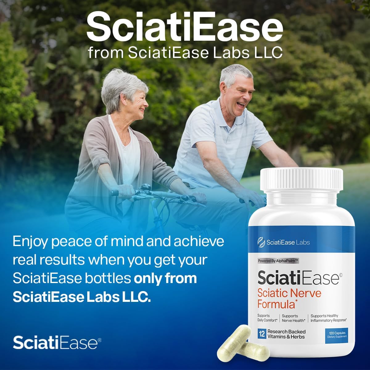 SciatiEase Sciatic Nerve Health Support Supplement, 120 Capsules