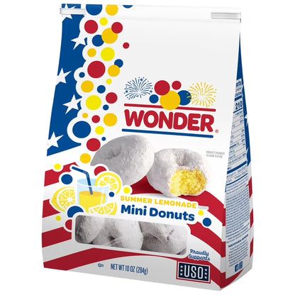 Wonder Summer Lemonade Flavored Mini Donuts, Shareable Lemon Donuts, 10 oz Bag