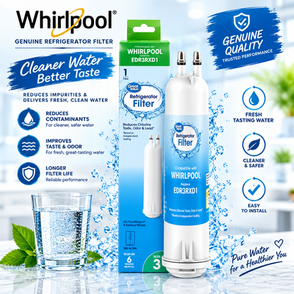 Great Value Refrigerator Water Filter Replacement for Whirlpool EveryDrop Filter 3, EDR3RXD1, 1 Pack