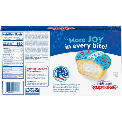 ( 2 PACK ) Hostess Patriotic Cupcakes, Golden Snack Cakes, 11.57 oz Box (16 Pouches)