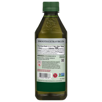 Pompeian Smooth Extra Virgin Olive Oil, Mild & Balanced Flavor, Premium Cooking Oil, 16 fl oz Bottle