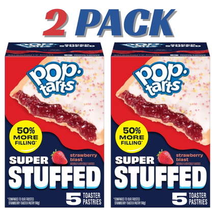 ( 2 PACK ) Pop-Tarts Super Stuffed Strawberry Blast Toaster Pastries, 50% More Filling, Shelf-Stable, 10.9 oz (10 Count)