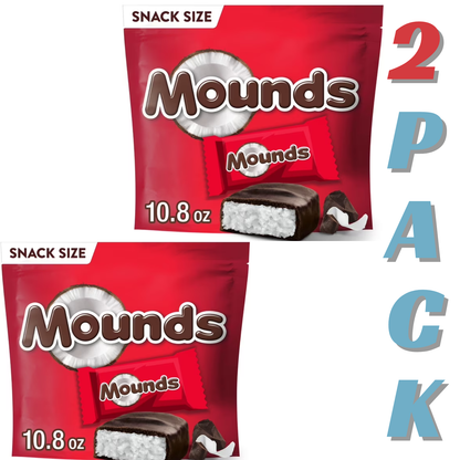 ( 2 PACK ) Mounds Coconut and Dark Chocolatey Snack Size Candy, Bag 10.8 oz