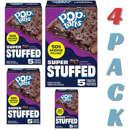 ( 4 PACK ) Pop-Tarts Super Stuffed Molten Lava Cake Toaster Pastries, 50% More Filling, Shelf-Stable, 10.9 oz (20 Count)