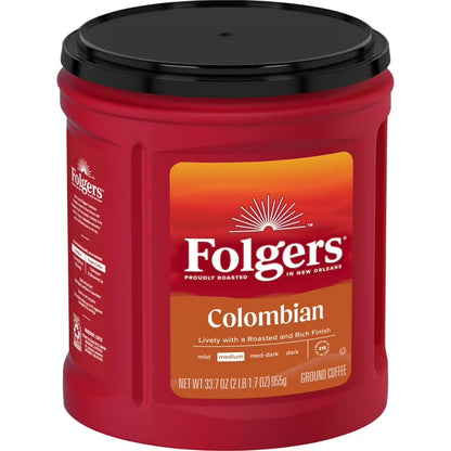 Folgers Colombian Ground Coffee, Medium Roast, 33.7 oz Canister