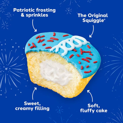 Hostess Patriotic Cupcakes, Golden Snack Cakes, 11.57 oz Box (8 Pouches)