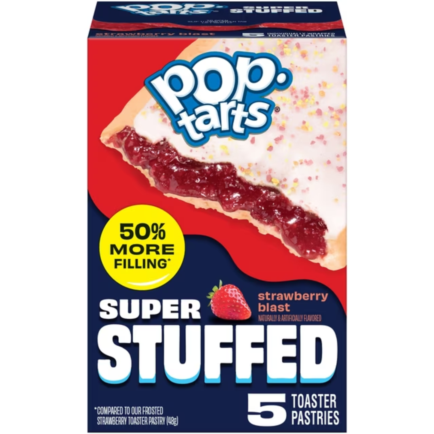 ( 2 PACK ) Pop-Tarts Super Stuffed Strawberry Blast Toaster Pastries, 50% More Filling, Shelf-Stable, 10.9 oz (10 Count)