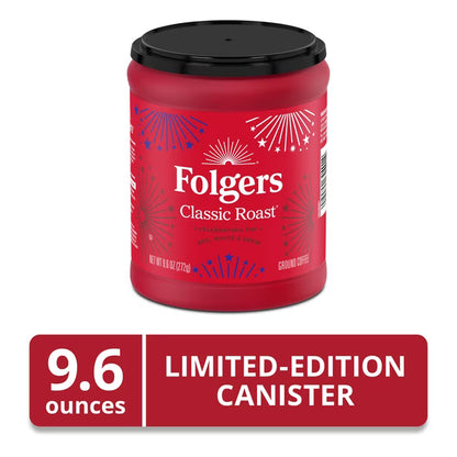 Folgers Classic Roast Medium Roast Ground Coffee, Limited Edition Canister for America’s 250th Anniversary, 9.6 oz