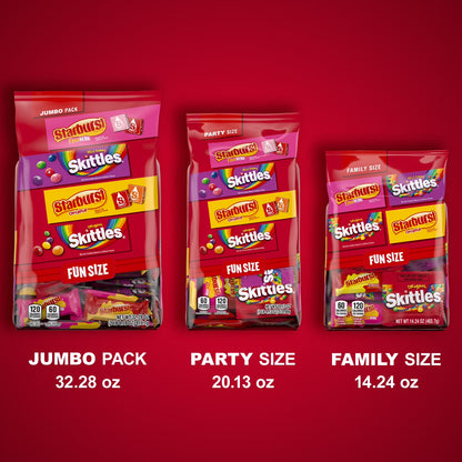 SKITTLES & STARBURST Fun Size Chewy Candy Variety Bag, Party Size, Assorted Fruit Flavored Candy, 20.13 oz Bulk Bag