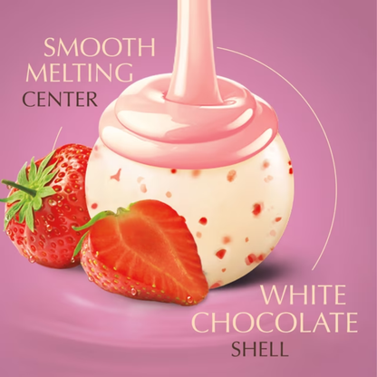 Lindt LINDOR Strawberries & Cream White Chocolate Truffles, Premium White Chocolate Candy with Strawberry Cream Filling, 5 Pack (5.1 oz Bags)