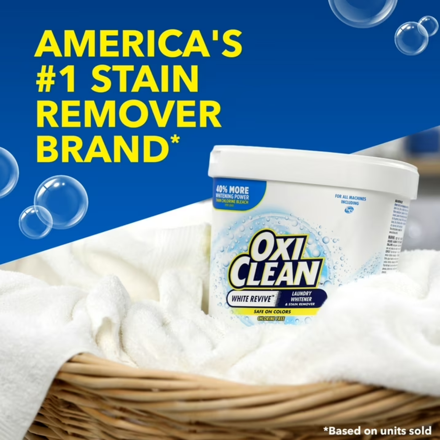 OxiClean White Revive Laundry Whitener & Stain Remover Power Paks, Chlorine-Free Whitening Formula, 24 Count per Pack, 2 Pack (48 Total Paks)