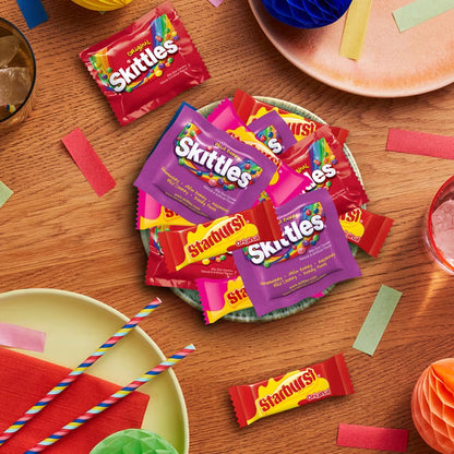 SKITTLES & STARBURST Fun Size Chewy Candy Variety Bag, Party Size, Assorted Fruit Flavored Candy, 20.13 oz Bulk Bag