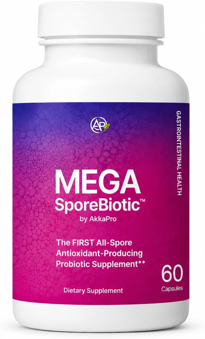 Me-ga SporeBiotic A Powerful Spore-Based Formula for Digestive Wellness (1 Pack), Oral Health Probiotic – 4-Strain Formula for Healthy Gums 60 Capsules