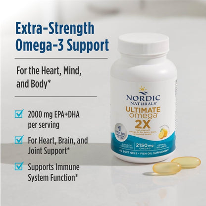 Nordic Naturals Ultimate Omega 2X, 2150mg Fish Oil, Lemon - 180 Count