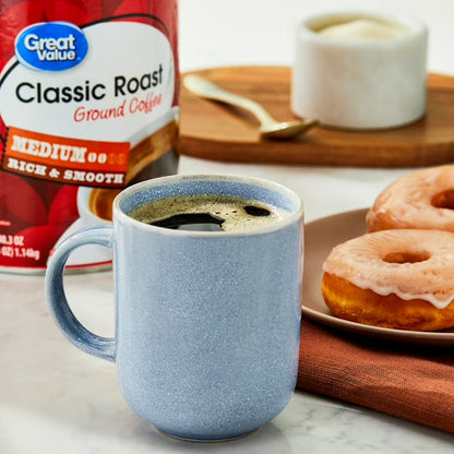 Great Value Classic Roast Ground Naturally Caffeinated Coffee, 9.6 oz Canister
