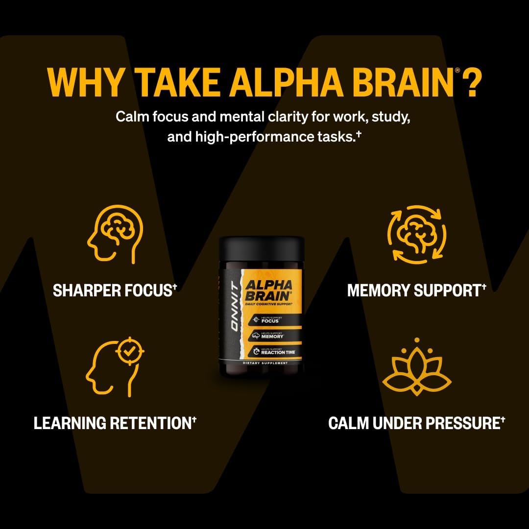 ONNIT Alpha Brain Nootropic Brain Supplement for Focus & Memory, 90 Count