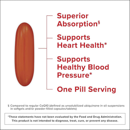 Qunol Mega Ubiquinol CoQ10 100mg, Superior Absorption, 100 Softgels