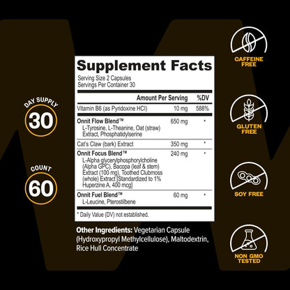 ONNIT Alpha Brain Nootropic Brain Supplement for Focus & Memory, 60 Count