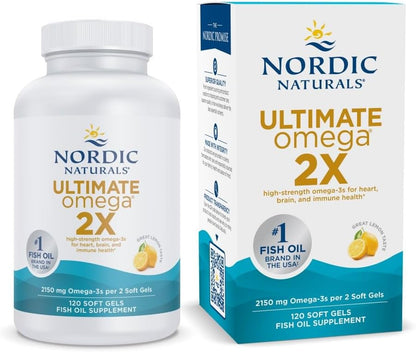 Nordic Naturals Ultimate Omega 2X, 2150mg Fish Oil, Lemon - 120 Count