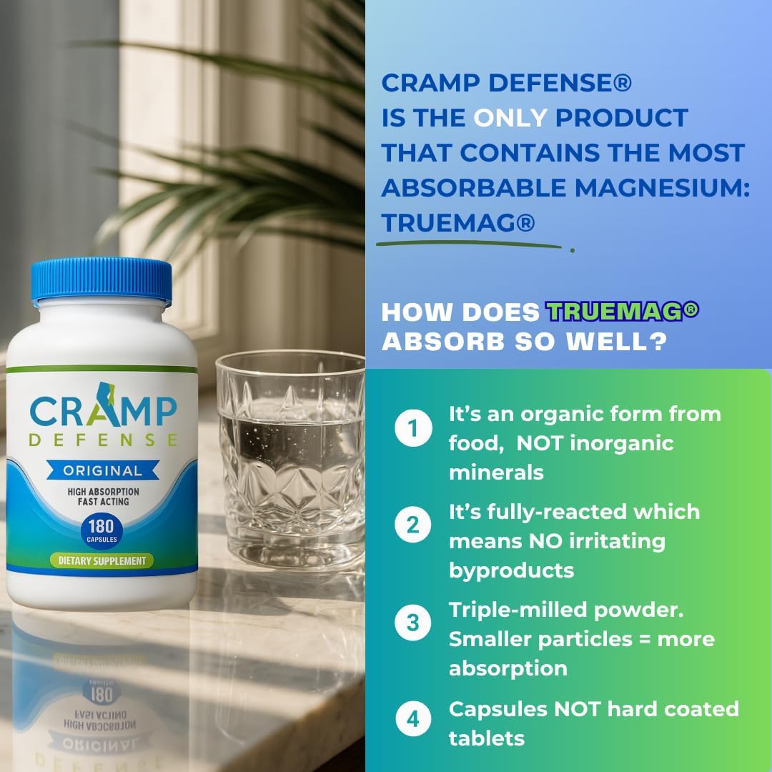 Cramp Defense® Leg Cramps Pills, Organic Magnesium Supplement for Muscles.