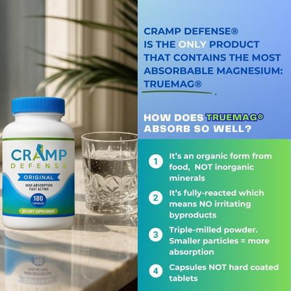 Cramp Defense® Leg Cramps Pills, Organic Magnesium Supplement for Muscles.