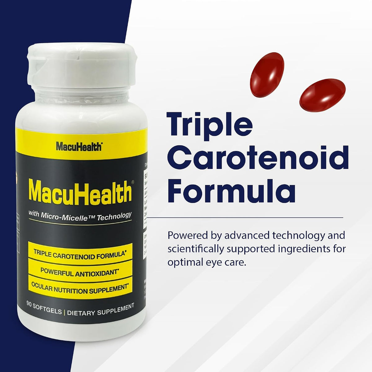 Macuhealth Triple Carotenoid Formula - Eye Vitamins for Adults, 90 Softgels