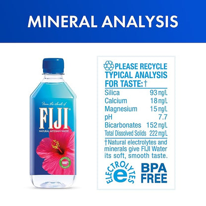 FIJI Natural Artesian Water, 500mL (16.9 Fl Oz) – 6-Pack | Premium Sustainable Hydration in 100% Recycled Plastic