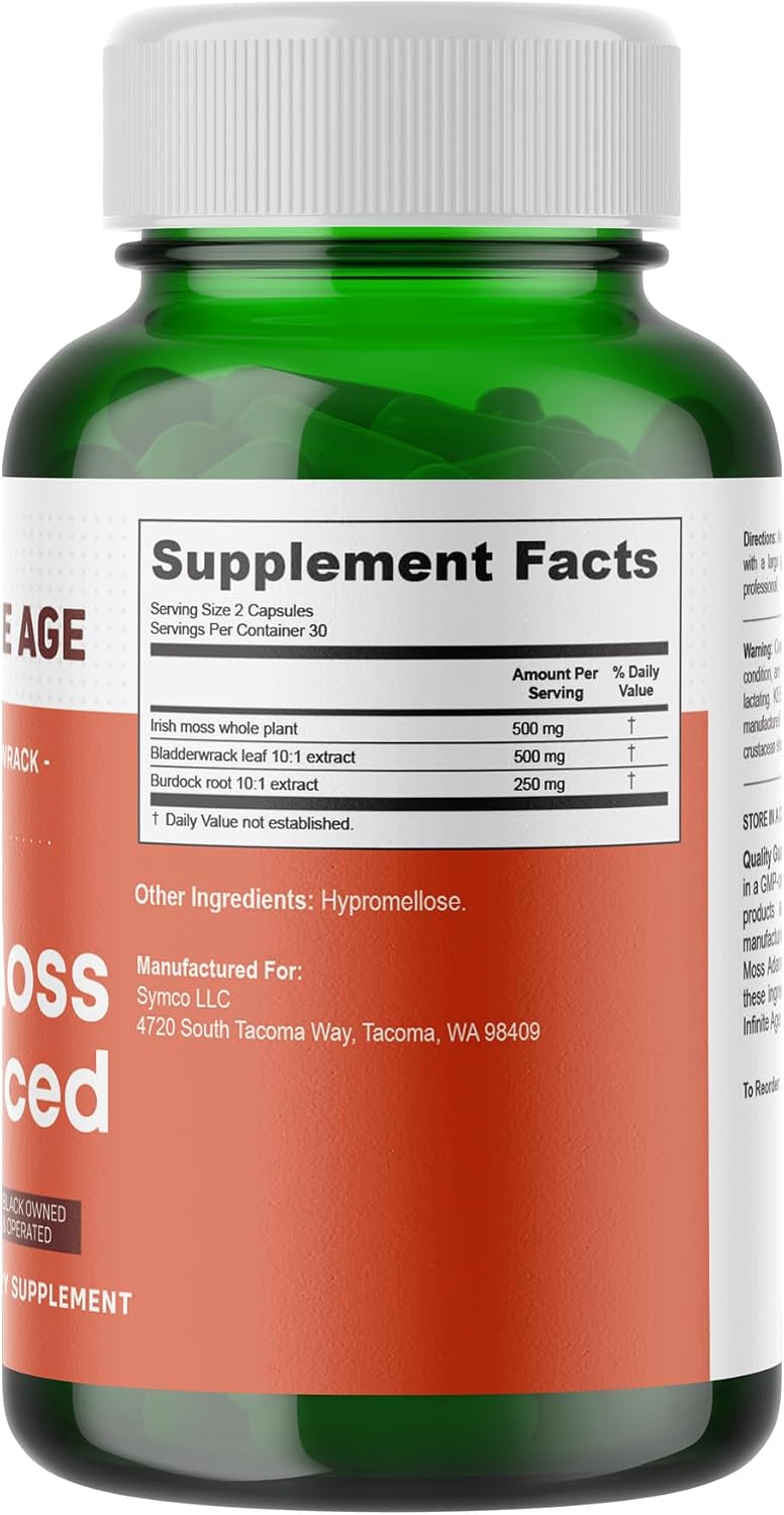 INFINITE AGE Sea Moss Capsules, 1250mg Irish Moss Blend - 60 Count