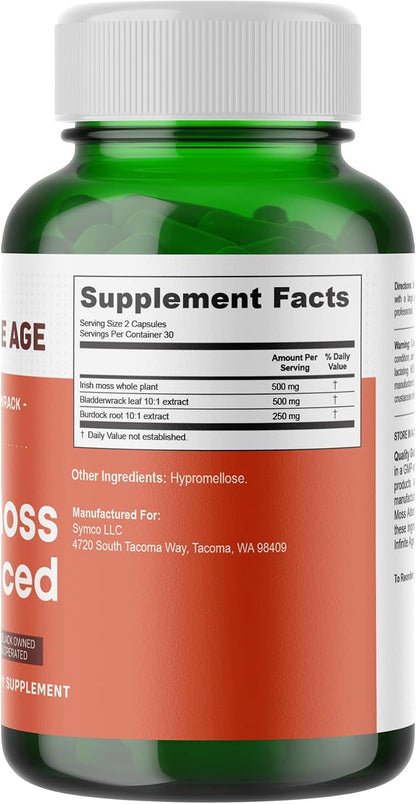 INFINITE AGE Sea Moss Capsules, 1250mg Irish Moss Blend - 60 Count
