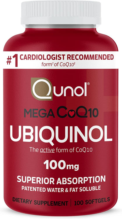 Qunol Mega Ubiquinol CoQ10 100mg, Superior Absorption, 100 Softgels