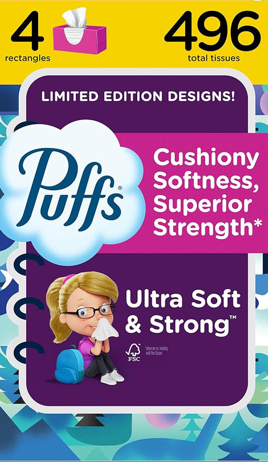 Puffs Ultra Soft Family Pack Tissues (4-Box Bundle) – Gentle Household Grocery Essential