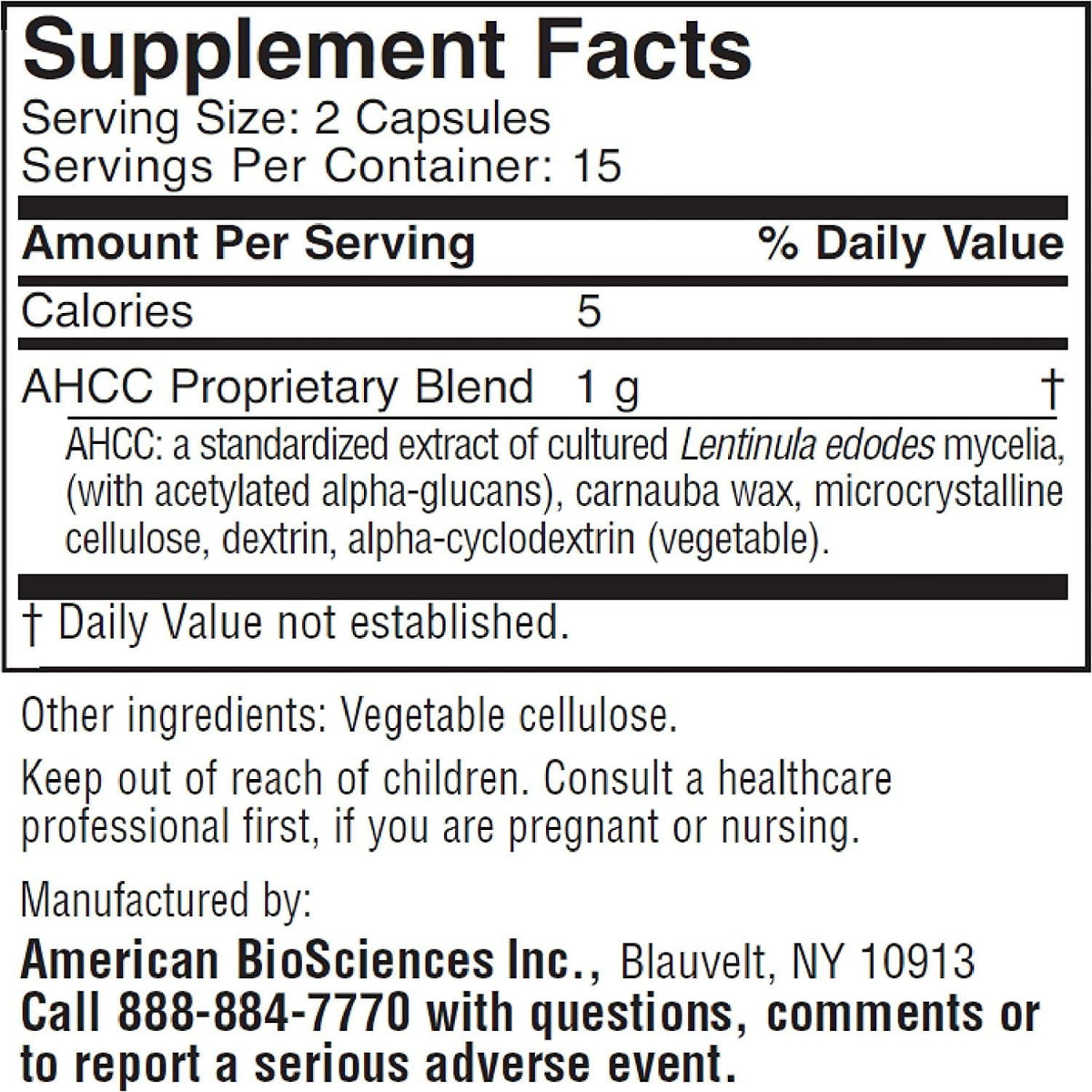 American BioSciences ImmPower AHCC Supplement, Vegetarian Capsules, Enhanced Immune Support, Natural Killer Cell Activity and Cytokine Production, 500 milligrams per Capsule (30 Count)