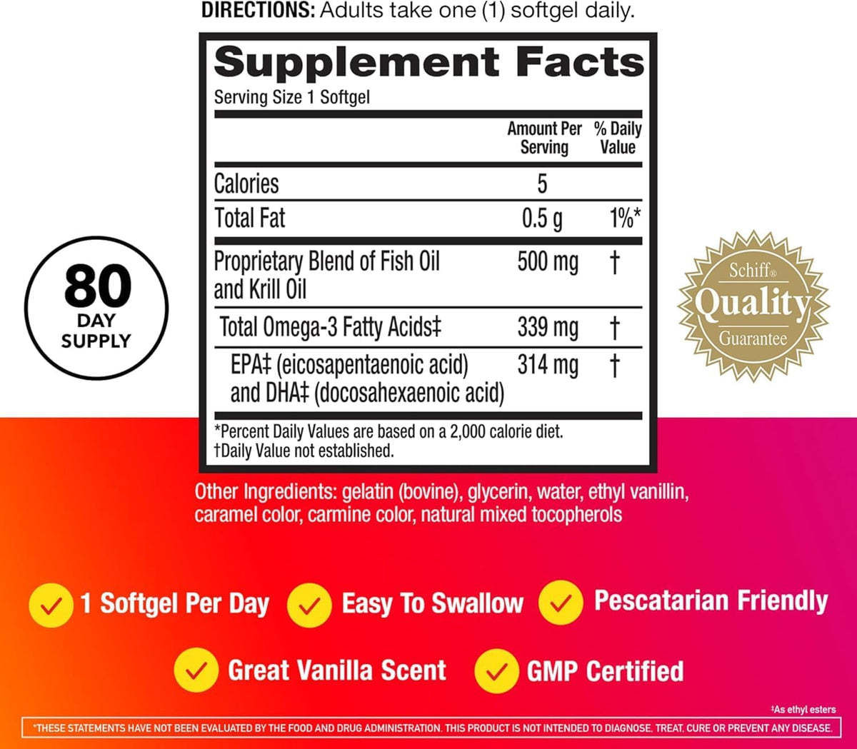 MegaRed Advanced 4-in-1 2X Concentrated 500mg Omega-3 Fish Oil & Antarctic Krill Oil with Fatty Acid, EPA/DHA Supports Heart, Brain, Joints, Eye Health 80 Count Softgels (2 Pack)