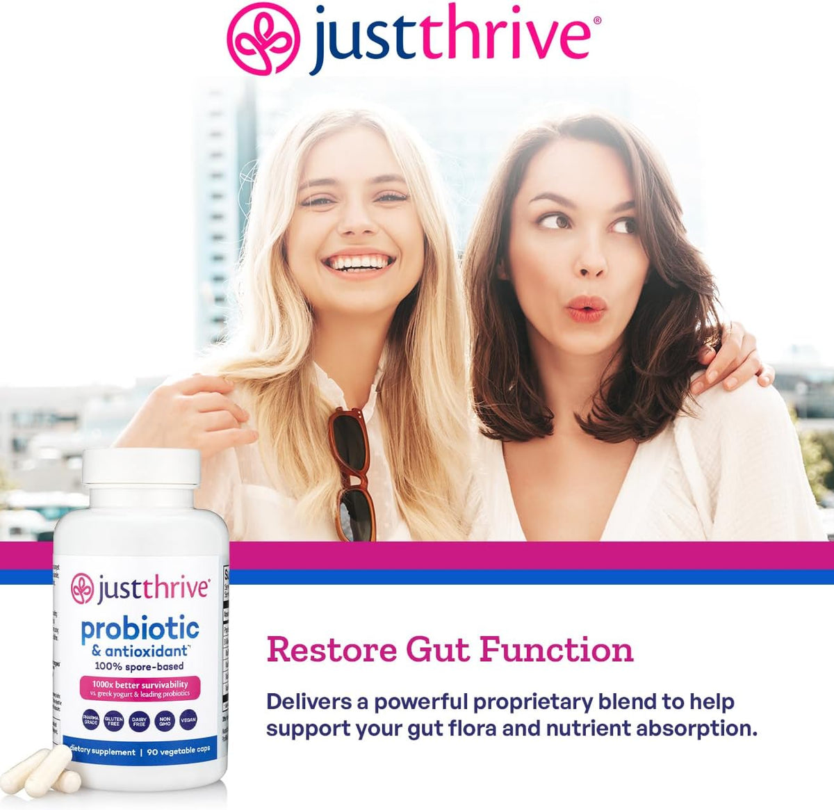 Just Thrive Probiotic & Antioxidant 100% Spore-Based Digestive Support