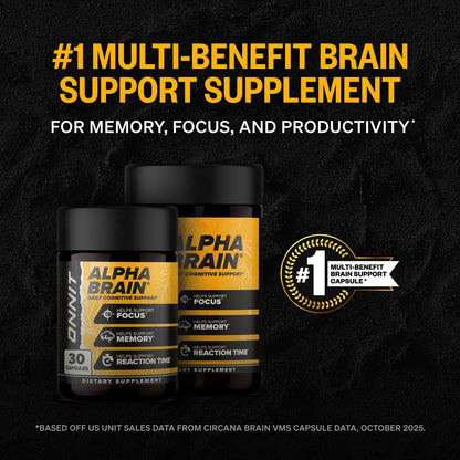 ONNIT Alpha Brain Nootropic Brain Supplement for Focus & Memory, 90 Count