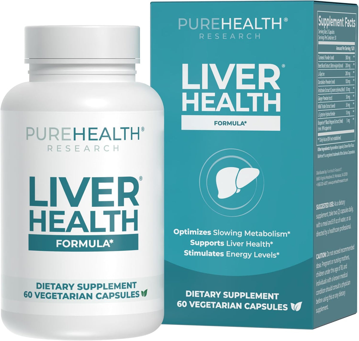 PUREHEALTH RESEARCH Liver Health – Liver Cleanse Detox & Repair Supplement