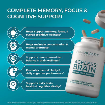 Click to see full view PUREHEALTH RESEARCH Ageless Brain - Supplements for Memory and Focus