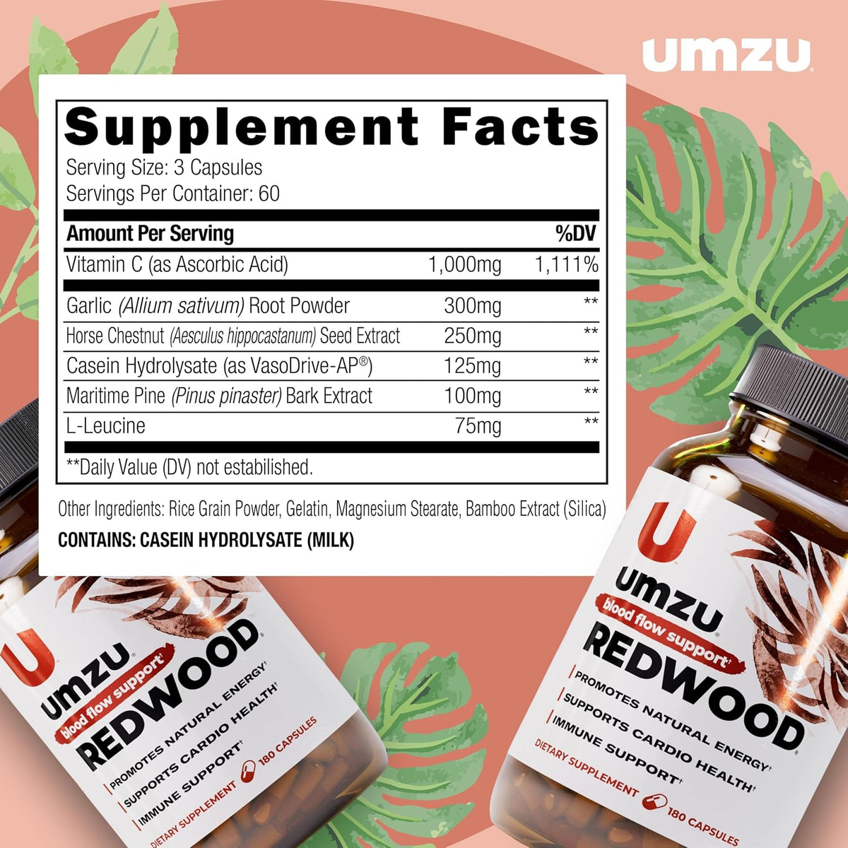 UMZU Redwood Nitric Oxide Booster, 30 Day Supply
