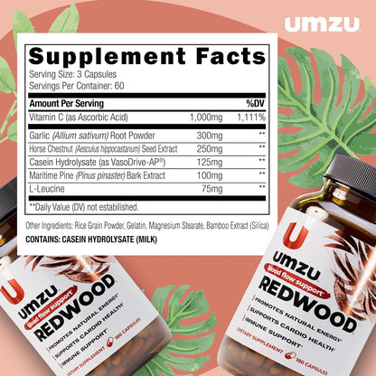 UMZU Redwood Nitric Oxide Booster, 30 Day Supply