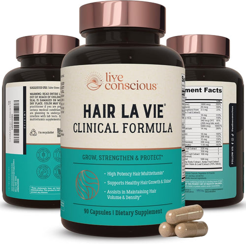 Hair La Vie Live Conscious Clinical Formula Hair Growth Vitamins for Women and Men w/Biotin, Collagen & Saw Palmetto (Pack of 1)