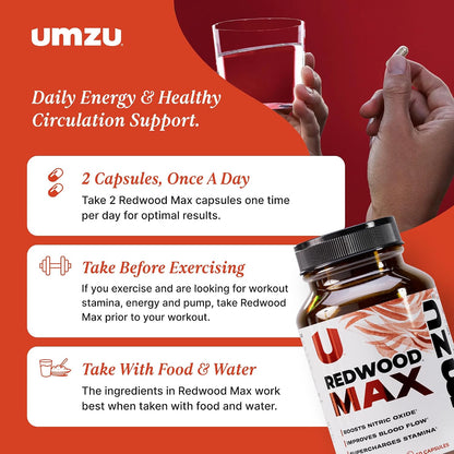 UMZU Redwood Max Nitric Oxide Booster, 1 Month Supply