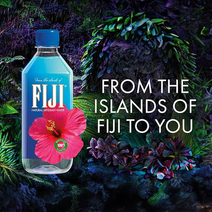 FIJI Natural Artesian Water, 500mL (16.9 Fl Oz) – 12-Pack | Premium Sustainable Hydration in 100% Recycled Plastic