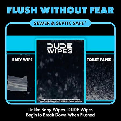 DUDE Wipes Unscented Flushable Wipes (48 Count) – Extra-Large & Gentle for Sensitive Skin | Septic & Sewer Safe