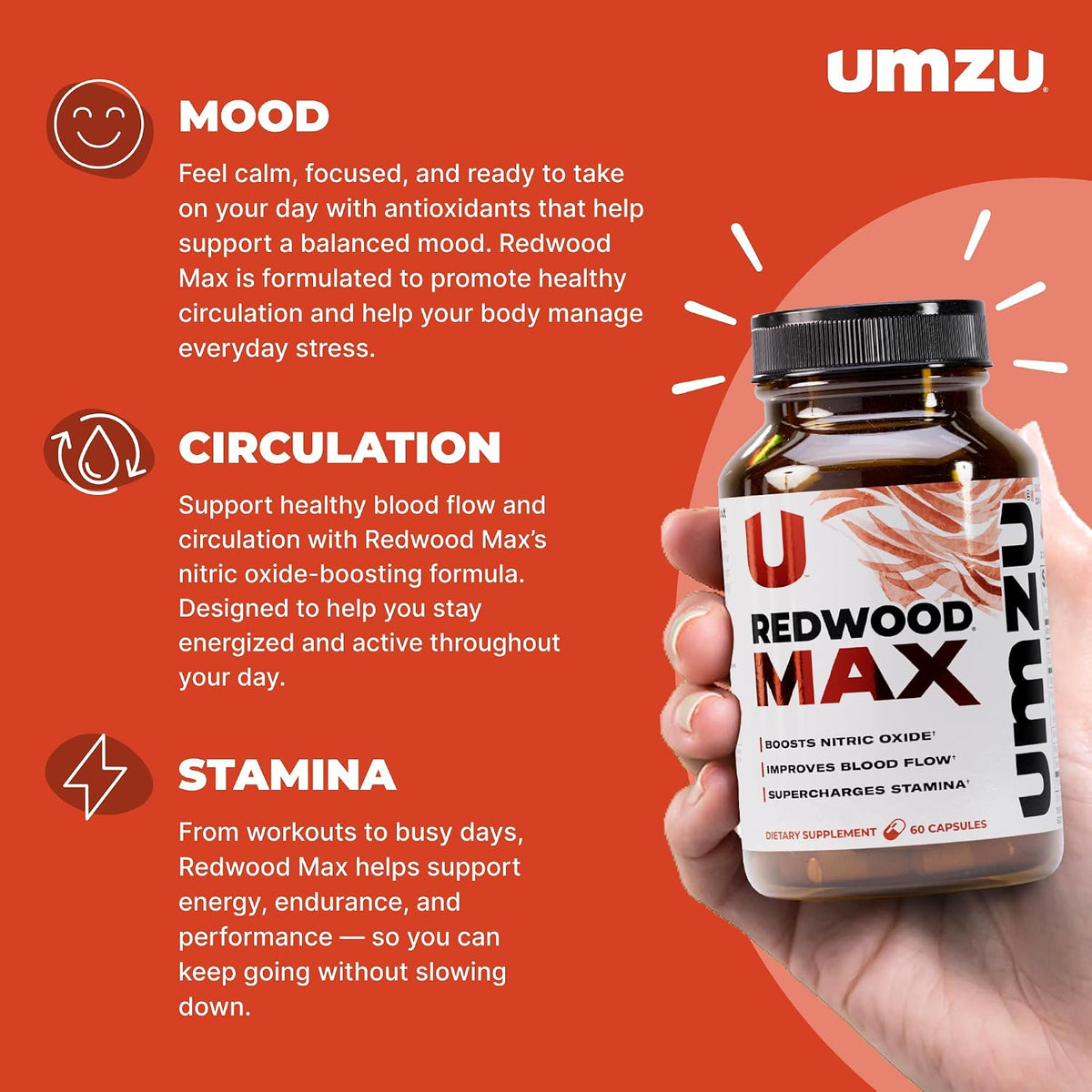 UMZU Redwood Max Nitric Oxide Booster, 1 Month Supply