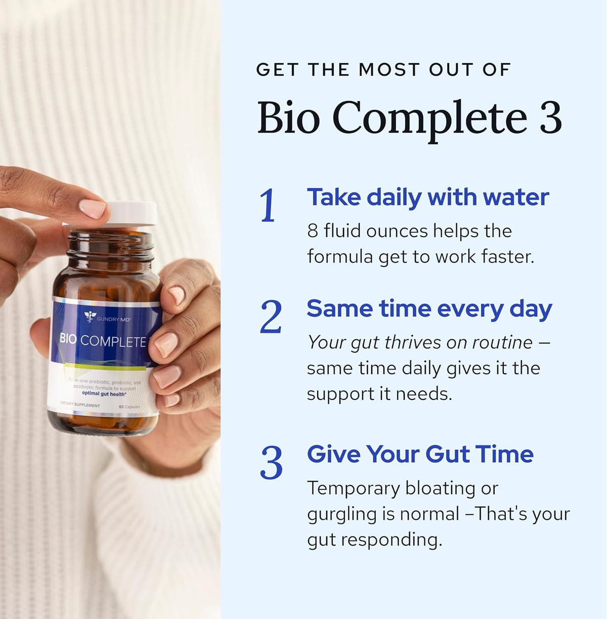 Gundry MD Bio Complete 3, 3-in-1 Probiotics, Pre & Postbiotics, 30 Servings