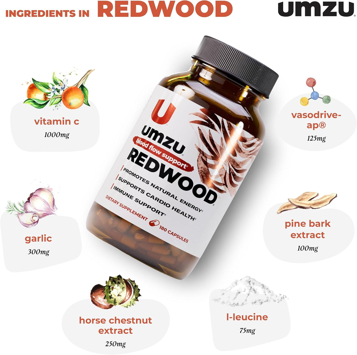UMZU Redwood Nitric Oxide Booster, 30 Day Supply