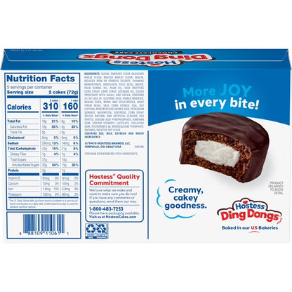 Hostess Ding Dongs Snack Cakes, Chocolate Flavor, 12.7 oz Box (10 Count)
