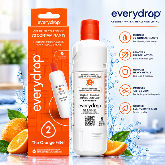 everydrop by Whirlpool Ice & Water Refrigerator Filter 2, Orange, EDR2RXD1