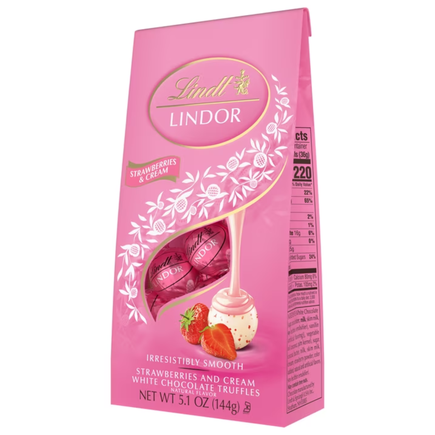 Lindt LINDOR Strawberries & Cream White Chocolate Truffles, Smooth Melting White Chocolate Candy with Strawberry Cream Filling, 5.1 oz Bag