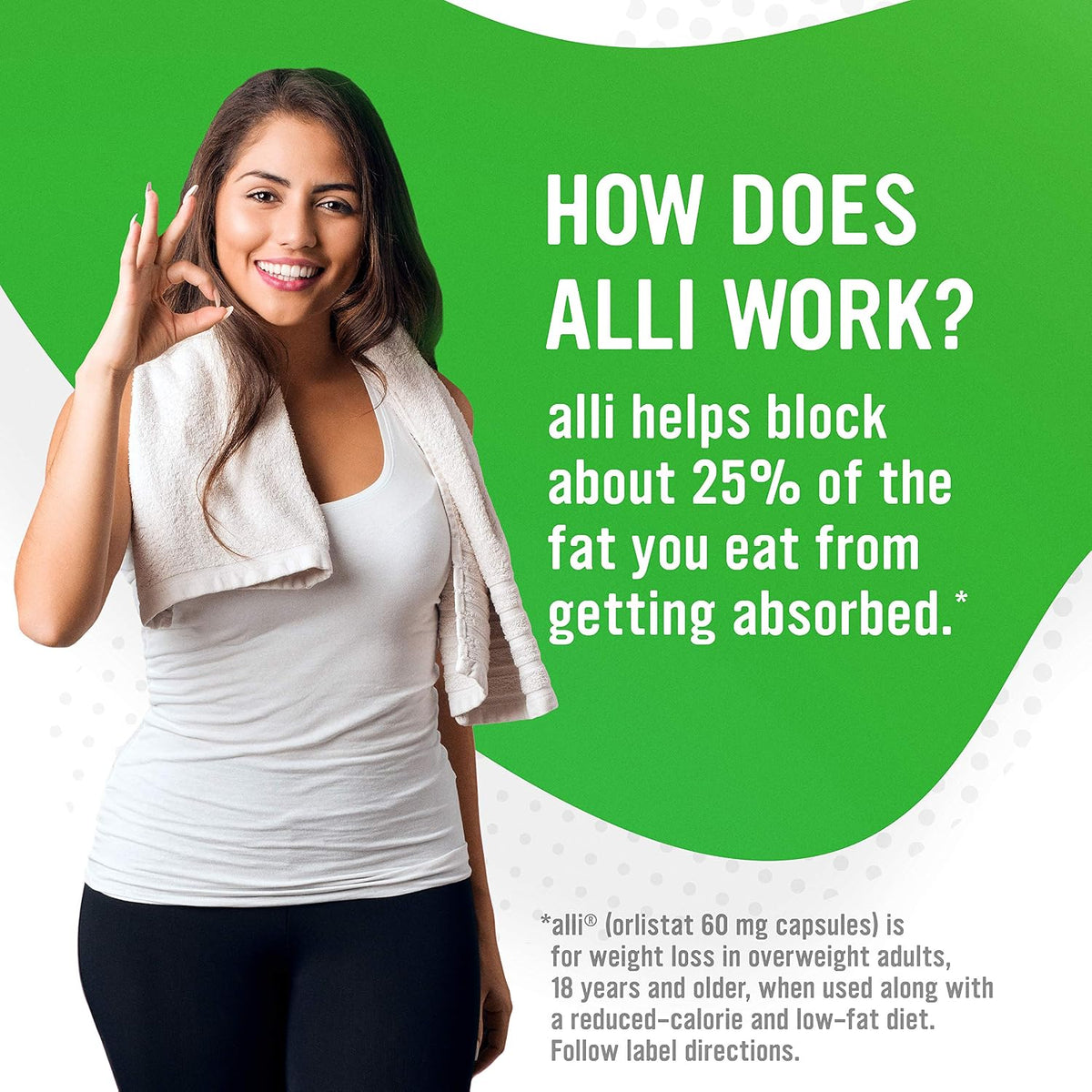 alli Weight Loss Diet Pills, Orlistat 60 mg Capsules, Non Prescription Weight Loss Aid, 120 Count Refill Pack (46925)